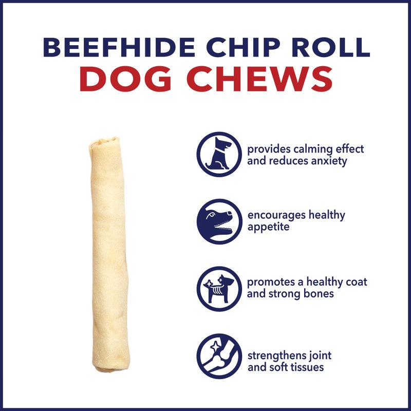 Pet Factory 100% Made in USA Beefhide Chip Rolls Dog Rawhide Chews, Thick, Dog Chews Long Lasting from American Cattle, Dog Chew Bones, 5 Inches (Pack of 22) - Image 5